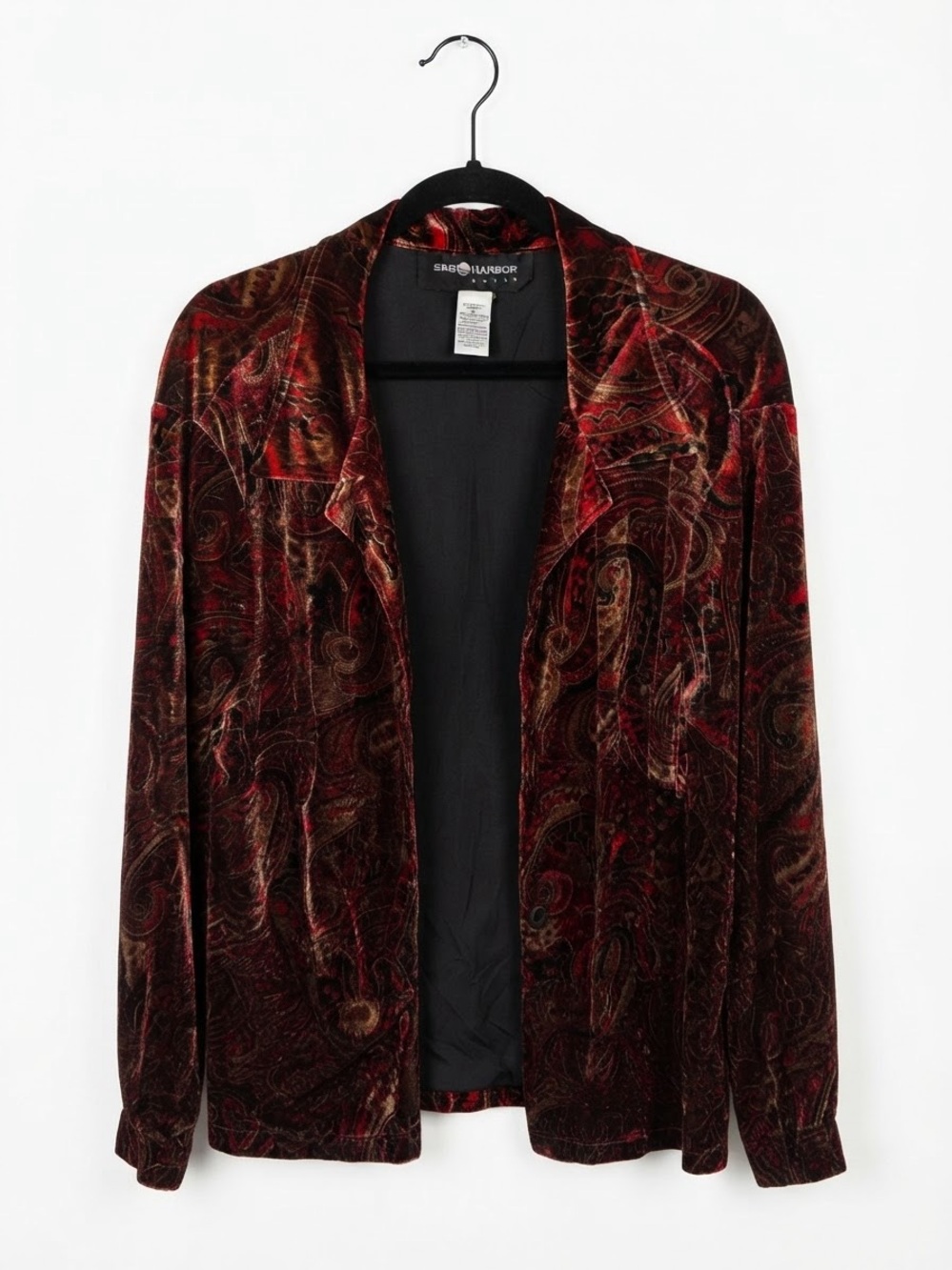 Sag Harbor Women's Red Velvet Paisley Blazer